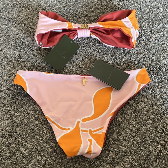 Juan de Dios NWT by Moye Guava Low-Rise reversible Bikini Top and Bottom set M - Picture 6 of 16
